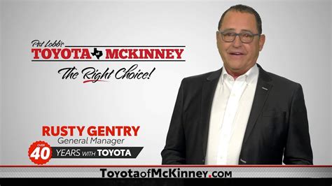 Pat lobb toyota - Pat Lobb Toyota of McKinney Mar 2019 - Present 4 years 6 months. Mckinney, Texas REGIONAL FIXED OPERATIONS DIRECTOR Asbury Automotive Group Jan 2019 - Mar 2019 3 ...